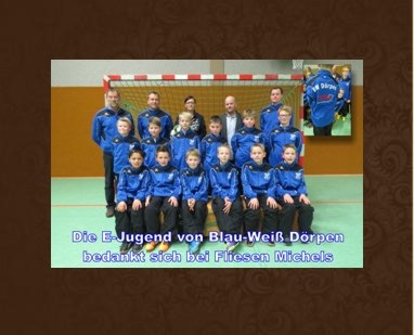 Fliesen Michels sponsort der E-Jugend von Blau-Weiß Dörpen neue Trainingsanzüge